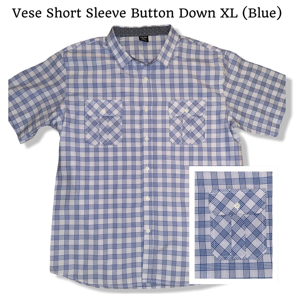 Vese Short Sleeve Button Down XL (Blue)